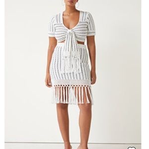Coachella Vibe Fringed Crochet Mini Skirt & Top size S